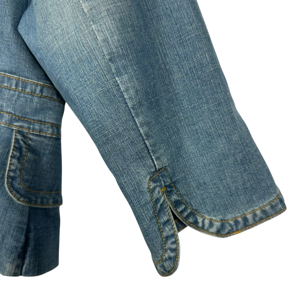 Banana Republic Vintage Y2K SS0 2005 Tie Bow Denim Jacket Boho Hippie Size 14 - Picture 4 of 9